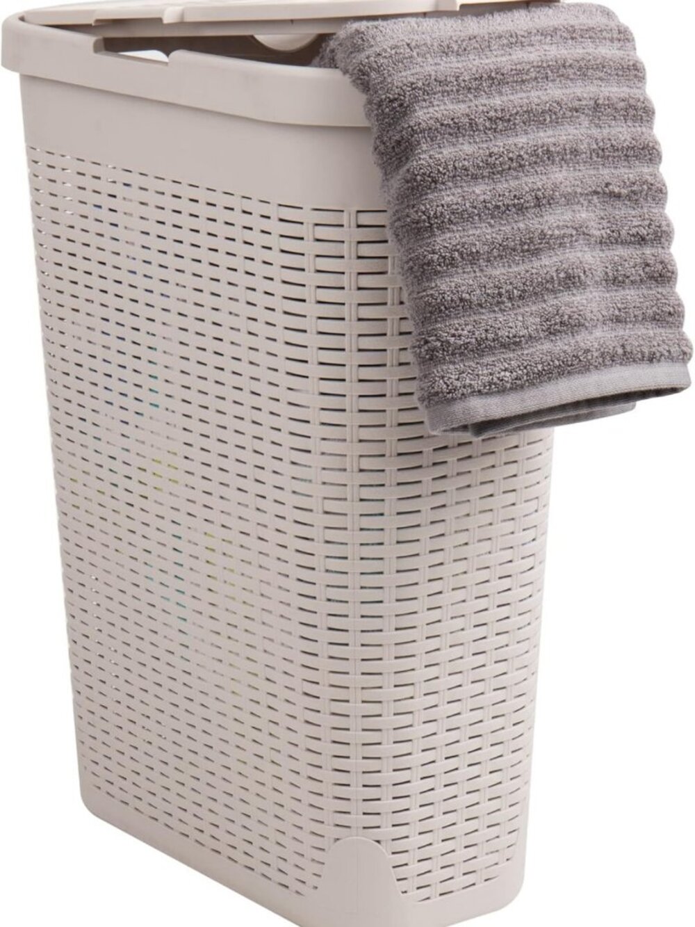 Slim Laundry Hamper with Lid - 40L Tapered Clothes Basket, Ventilated Design